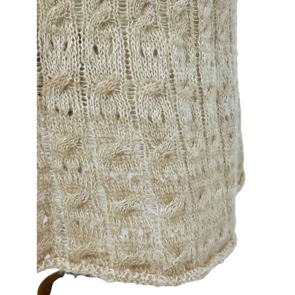 RARE Vintage Free People Beige Embellished Sequin Trim & Keyhole Back Boho Knit - Picture 11 of 15
